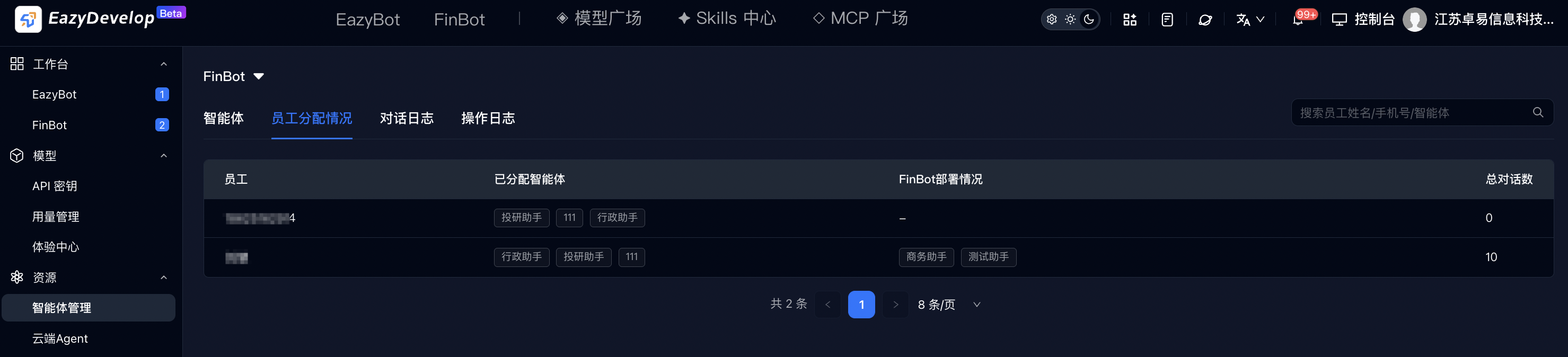 员工分配情况